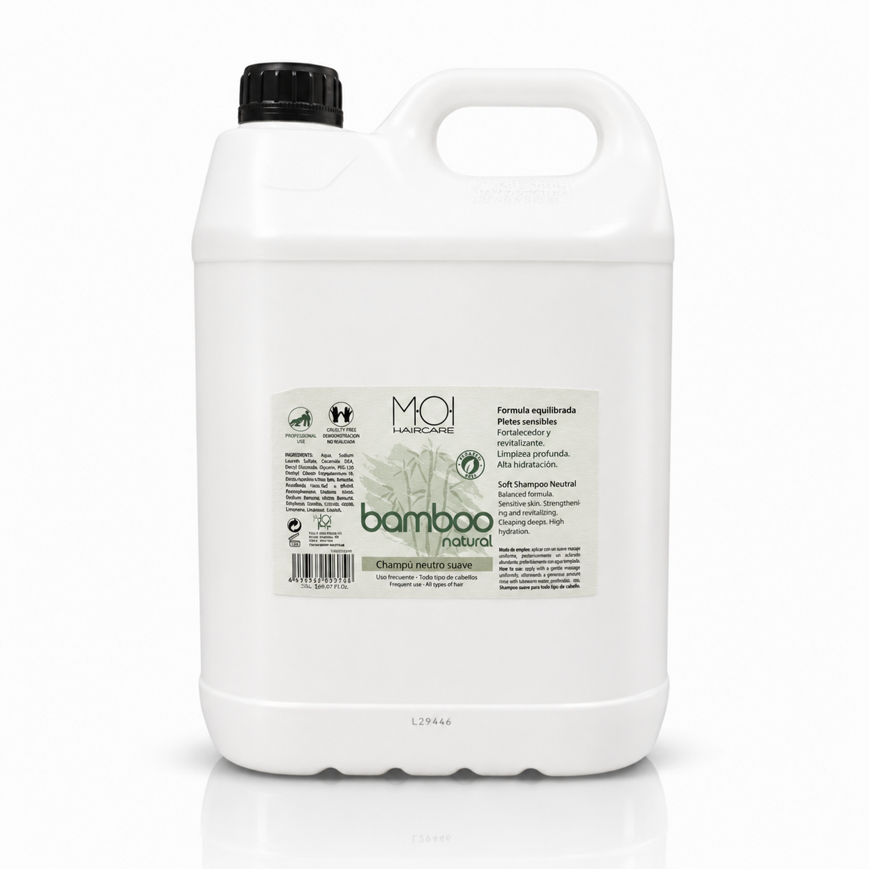 Champú neutro suave BAMBOO NATURAL sin parabenos uso frecuente garrafa 5 litros