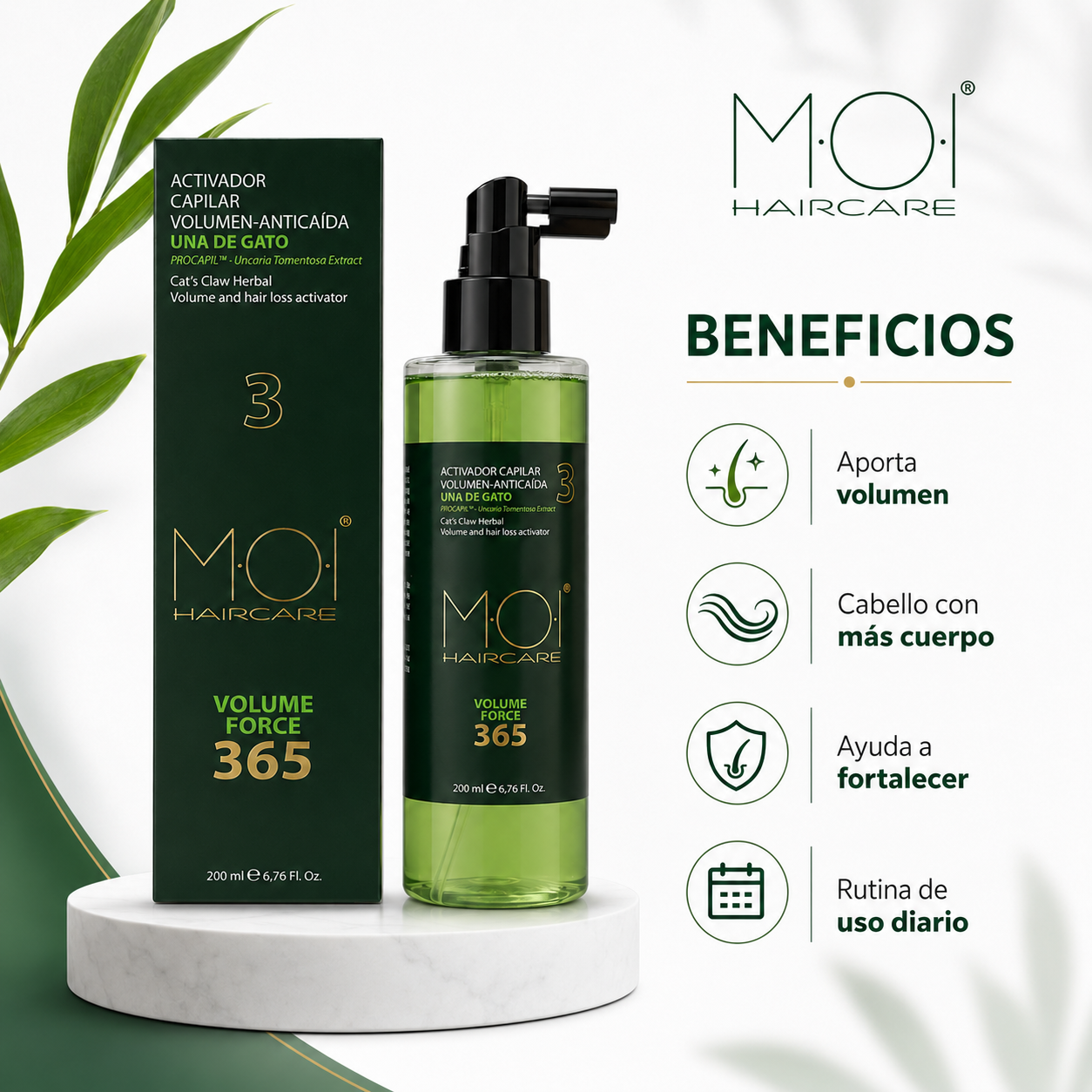 Activador capilar volumen-anticaída VOLUME FORCE 365 con UÑA DE GATO 200ml. - Imagen 5