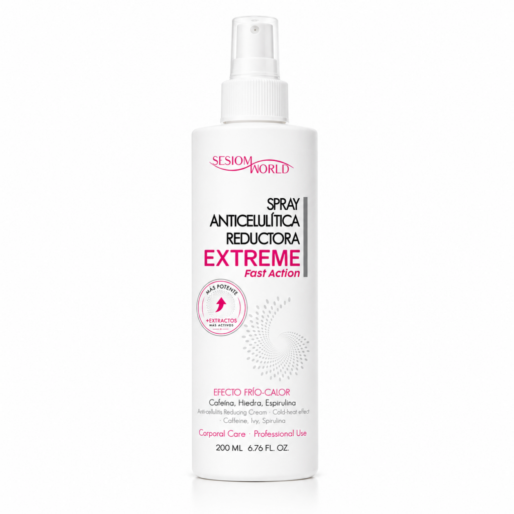 EXTREME Fast Action Spray Anticelulítico Reductor Más Potente 200 ml | Con Cafeína, Hiedra y Espirulina | Efecto Frío-Calor Profesional