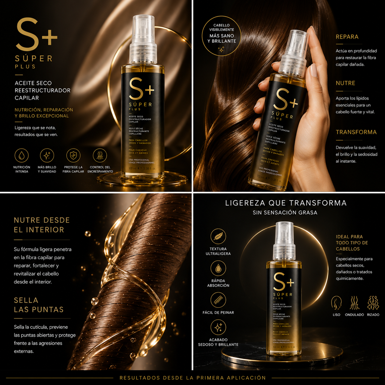 S+ SÚPER PLUS – Aceite Seco Reestructurador Capilar Profesional 100 ml MOI HAIRCARE - Imagen 6
