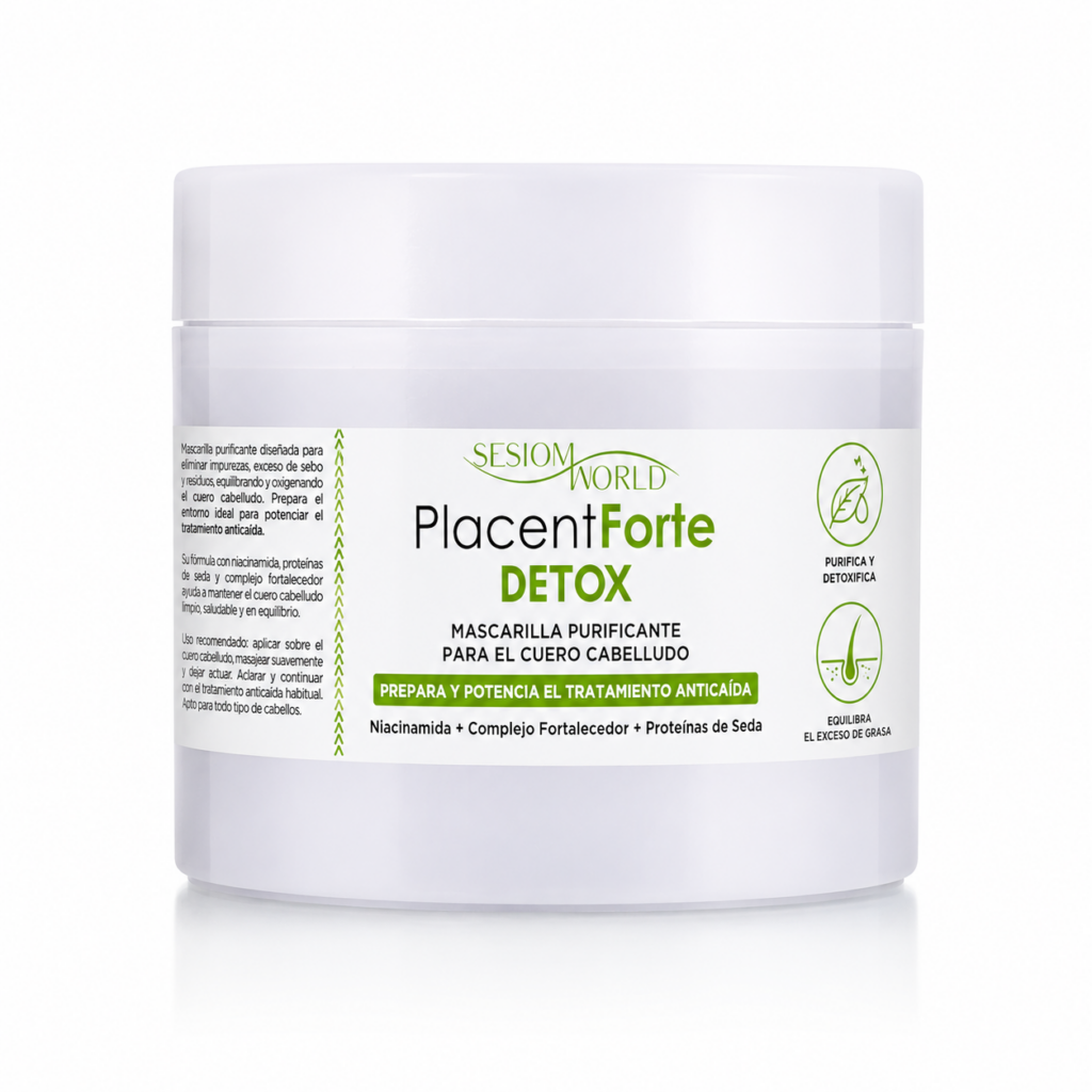 Mascarilla Detox Purificante para el Cuero Cabelludo | Equilibra la Grasa y Prepara el Tratamiento Anticaída | PlacentForte Detox 220 ml sesioMWorld