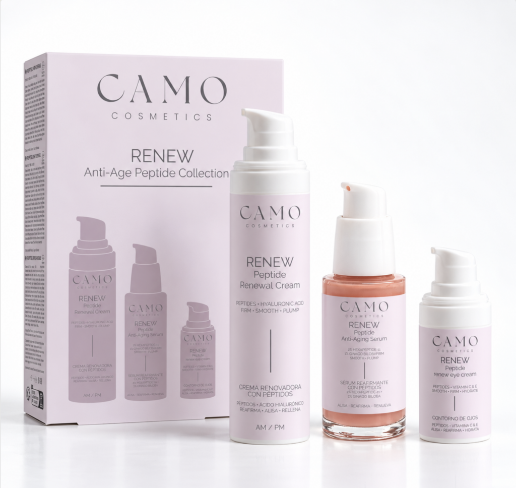 CAMO RENEW – Pack Antiedad con Péptidos: Sérum, Contorno de Ojos y Crema Facial AM/PM