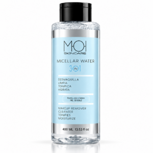Agua Micelar 3 en 1 - Desmaquilla, Limpia, Tonifica e Hidrata - Ojos, Rostro y labios - Pieles sensibles - FORMATO PROFESIONAL 400ML MOI SKINCARE