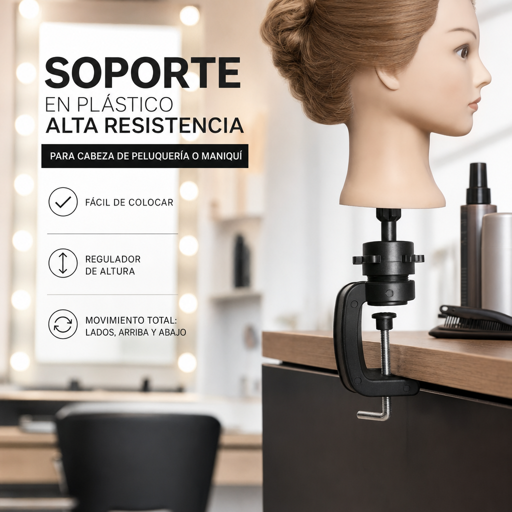 Soporte en plástico alta resistencia para cabeza de peluquería o maniquí - Image 2